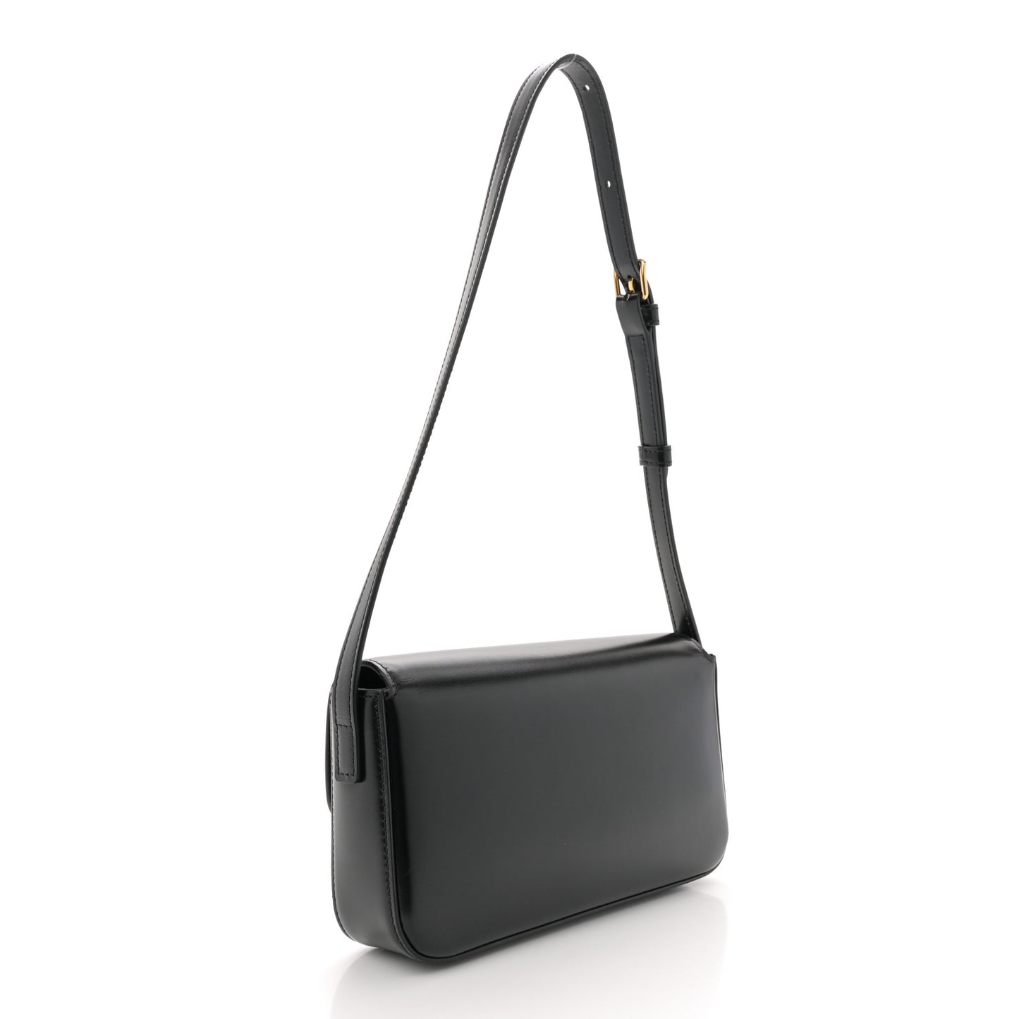 Shiny Calfskin Triomphe Shoulder Bag Black