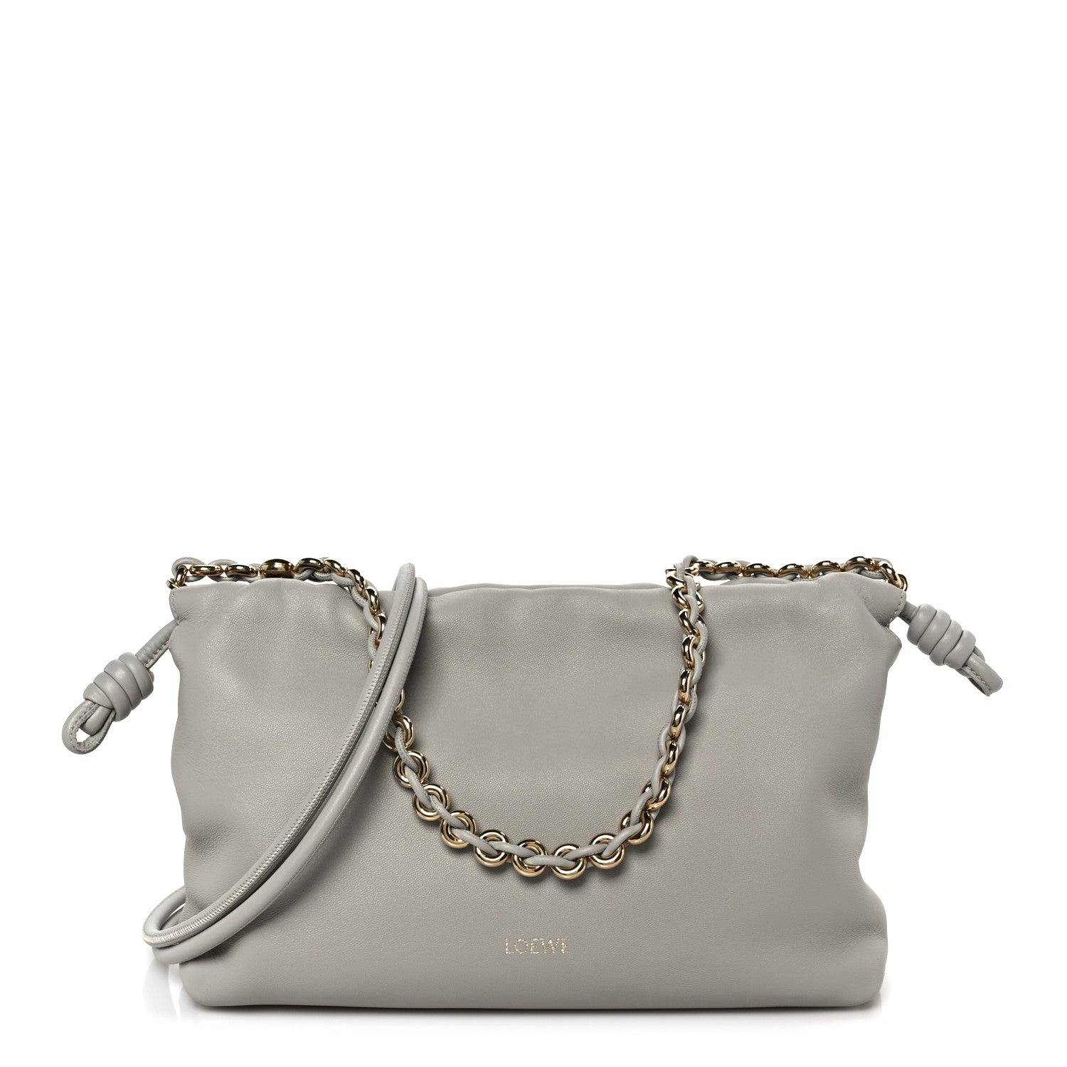 Loewe Mellow Nappa Donut Chain Medium Flamenco Knot Clutch Shell Grey 1 of 10