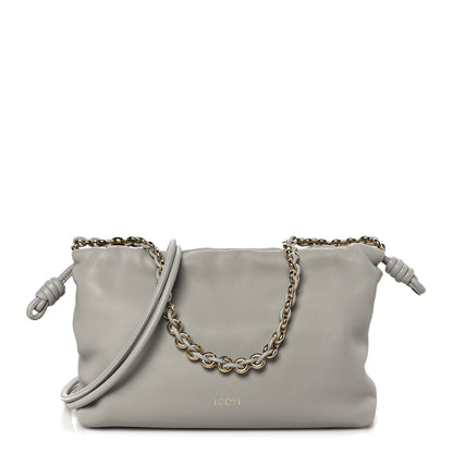 Loewe Mellow Nappa Donut Chain Medium Flamenco Knot Clutch Shell Grey 1 of 10