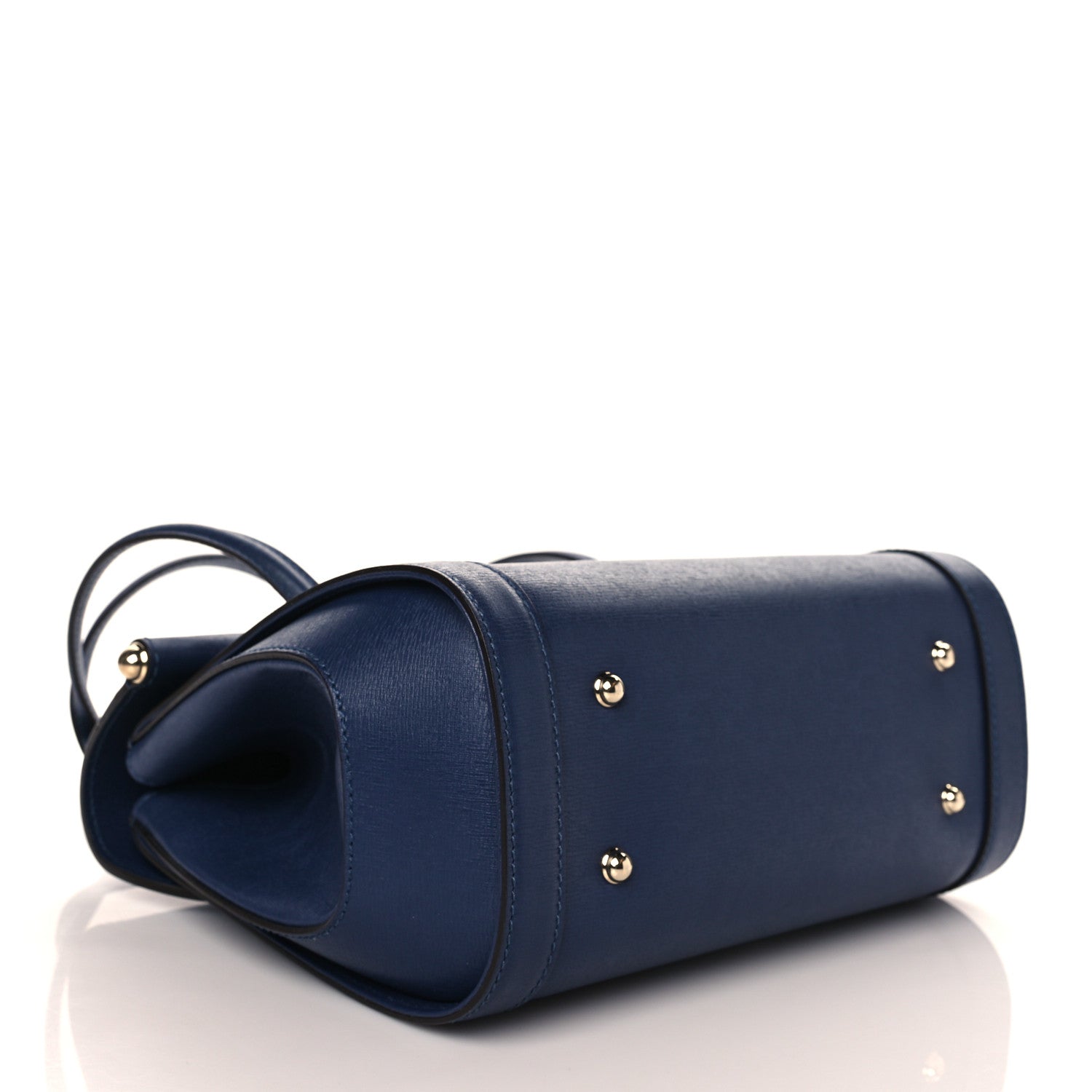 Gucci Calfskin Bamboo Bullet Top Handle Bag Uniform Blue 3 of 9