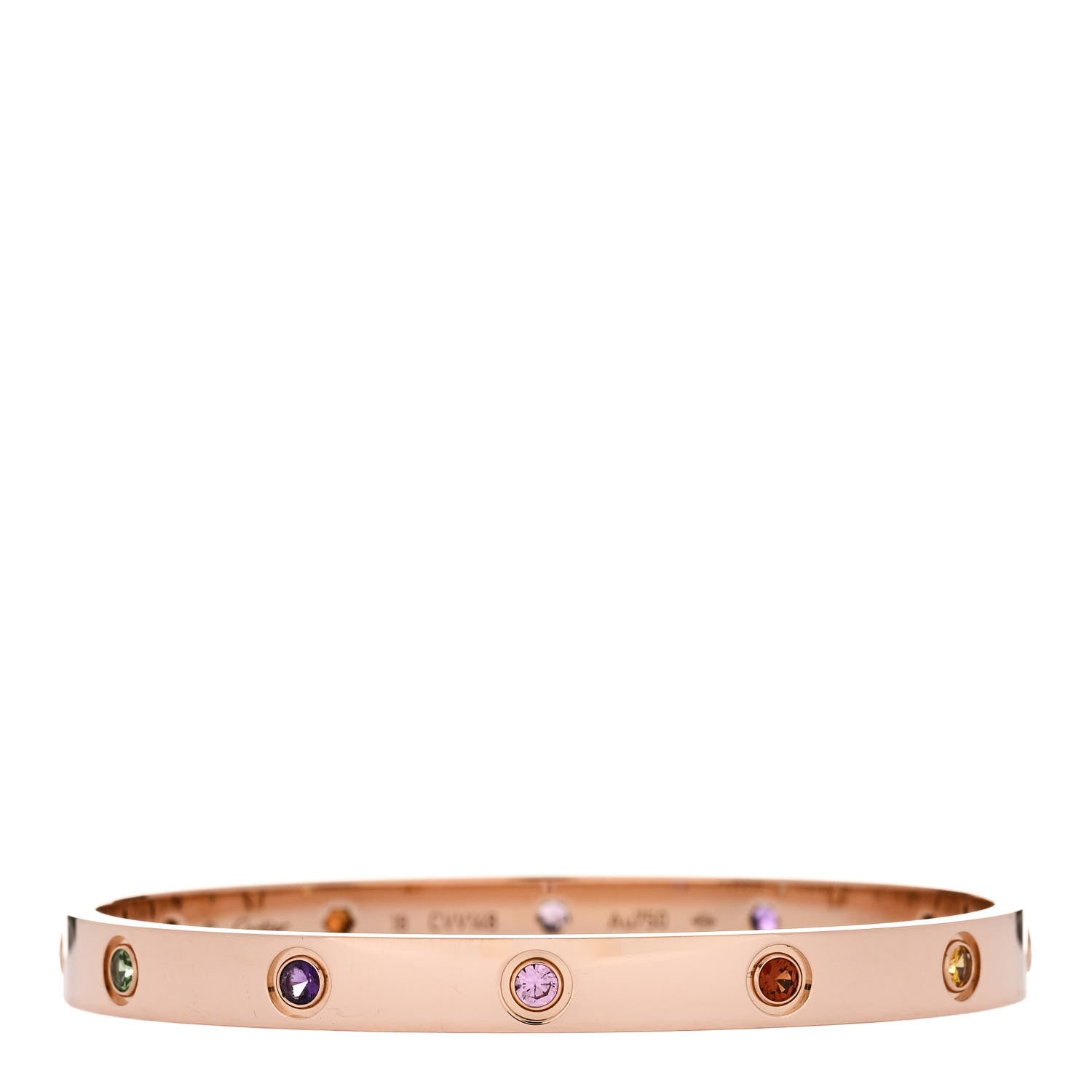 Cartier 18K Pink Gold Sapphire Garnet Amethyst LOVE Bracelet 18 1 of 6