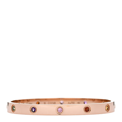 Cartier 18K Pink Gold Sapphire Garnet Amethyst LOVE Bracelet 18 1 of 6