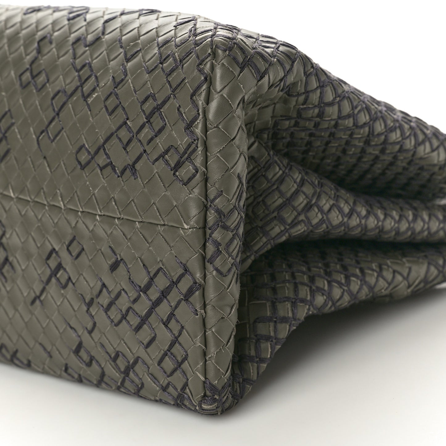 Nappa Intrecciato Stitched Medium Roma Tote Grey