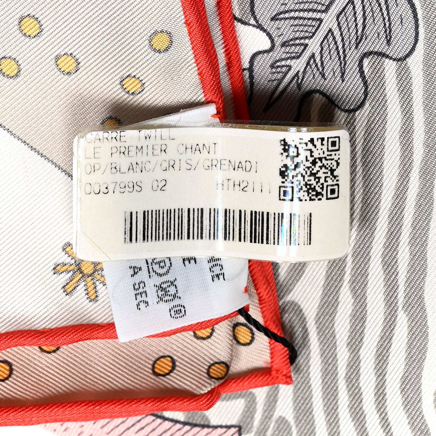Hermes Silk Twill Le Premier Chant Scarf 90 White Gris Grenadine 4 of 4