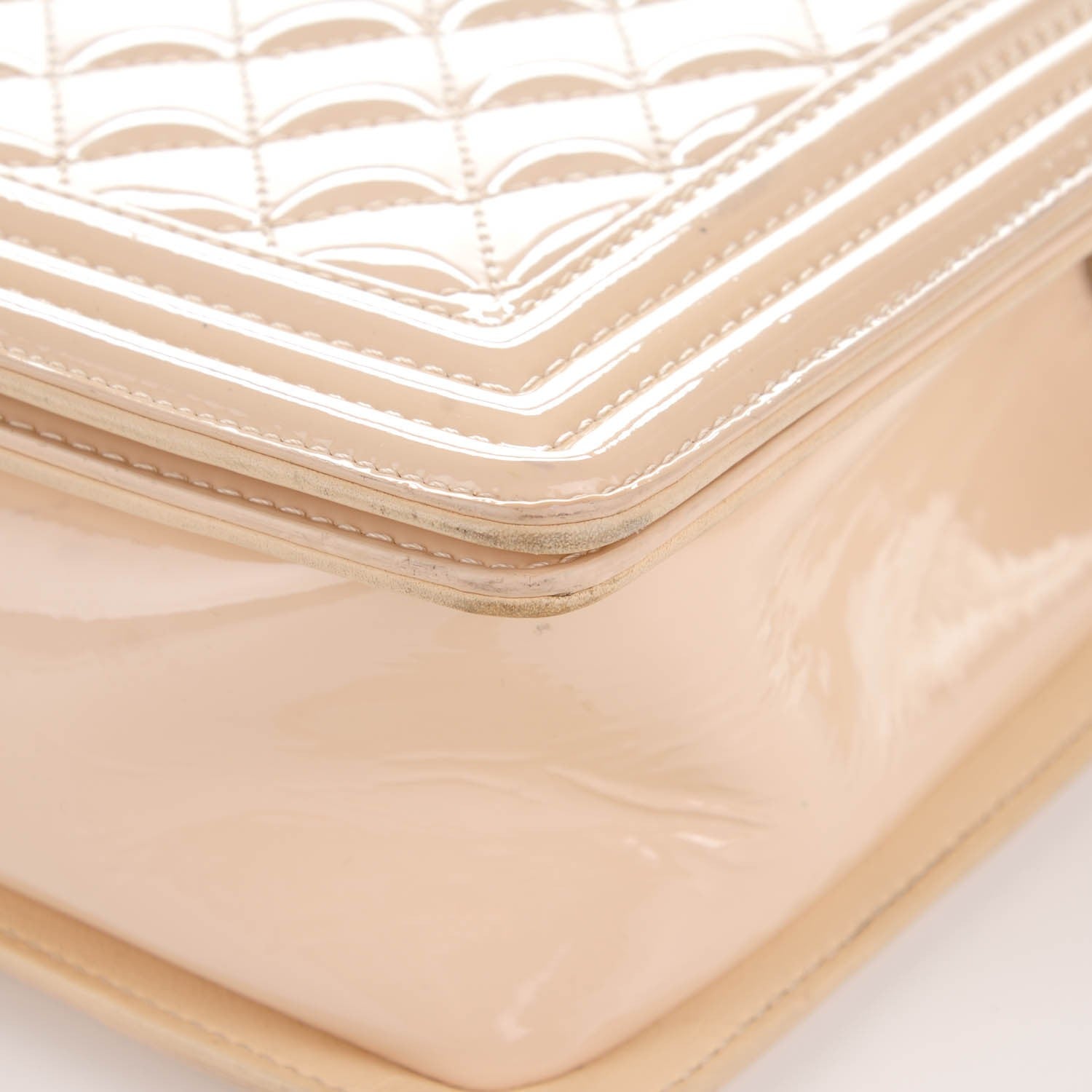 Chanel Patent Calfskin New Medium Boy Flap Plexiglass Beige 12 of 12