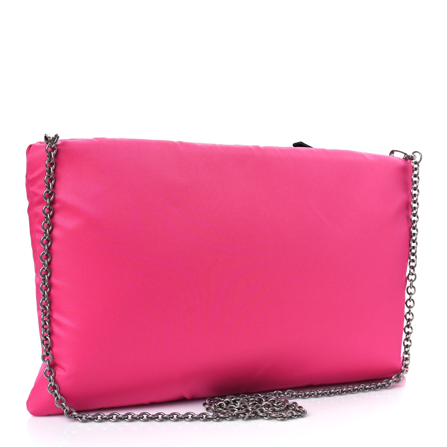 Tessuto Nylon Soft Padded Medium Chain Clutch Bag Fuxia