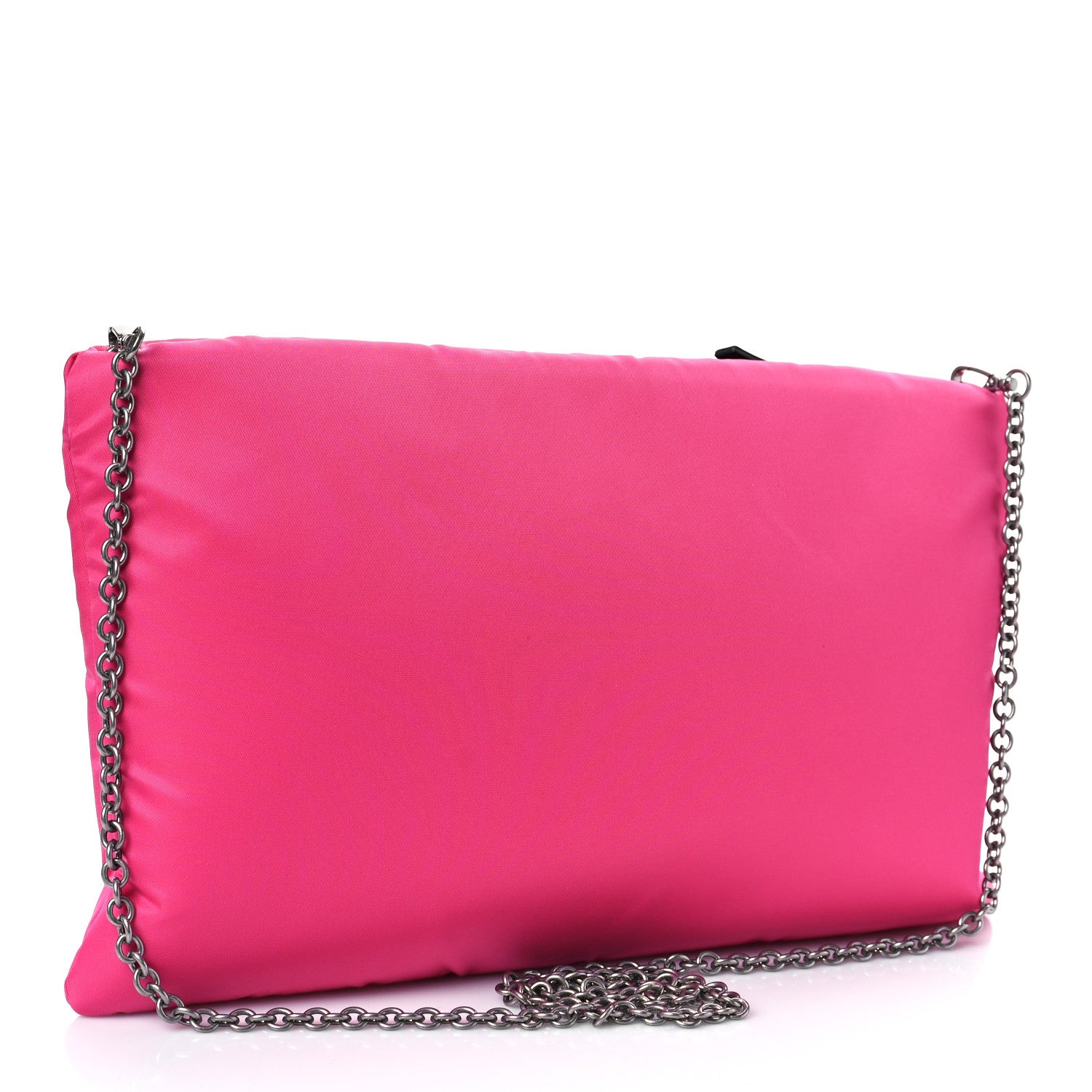 Prada Tessuto Nylon Soft Padded Medium Chain Clutch Bag Fuxia 3 of 8