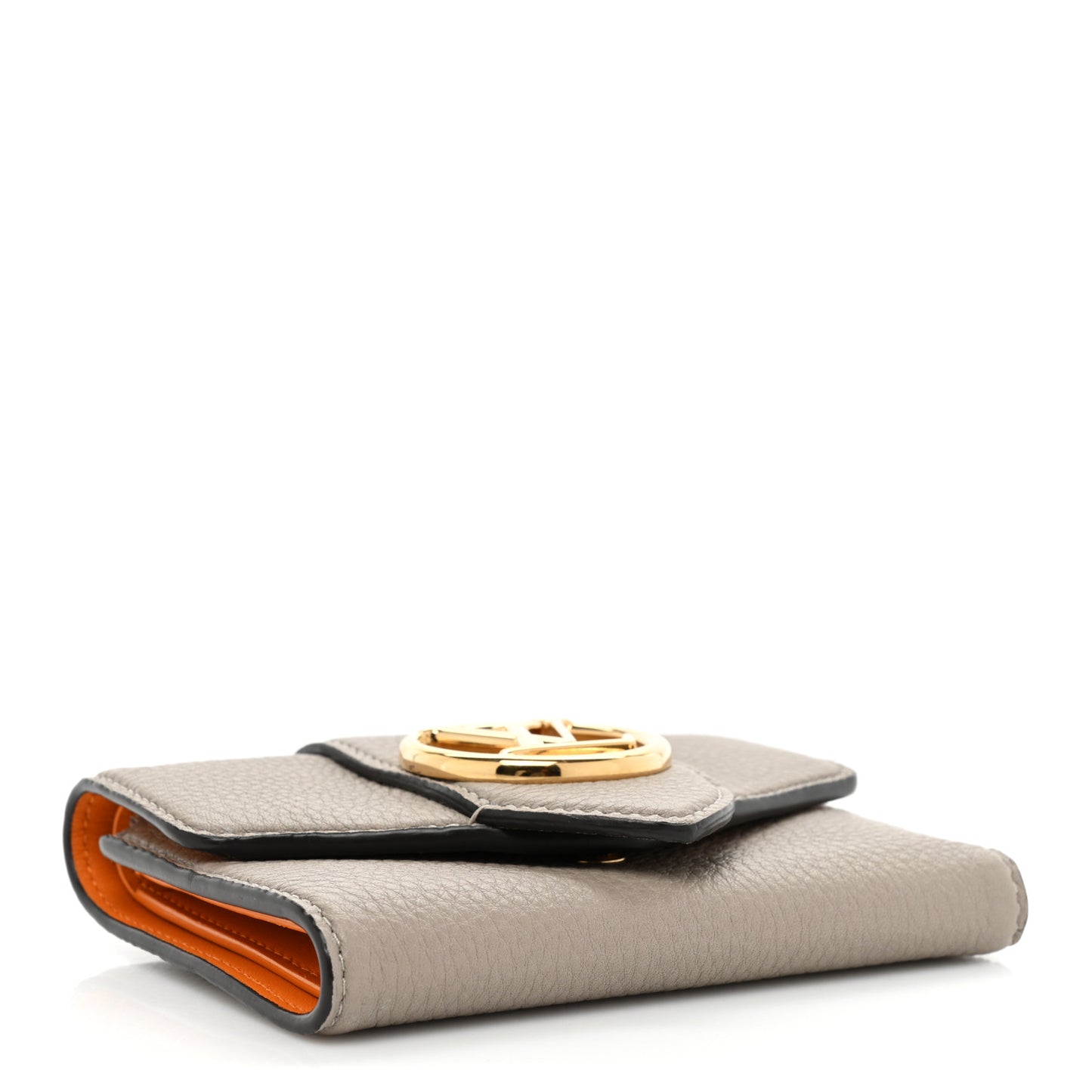 Grained Calfskin LV Pont 9 Compact Wallet Gris