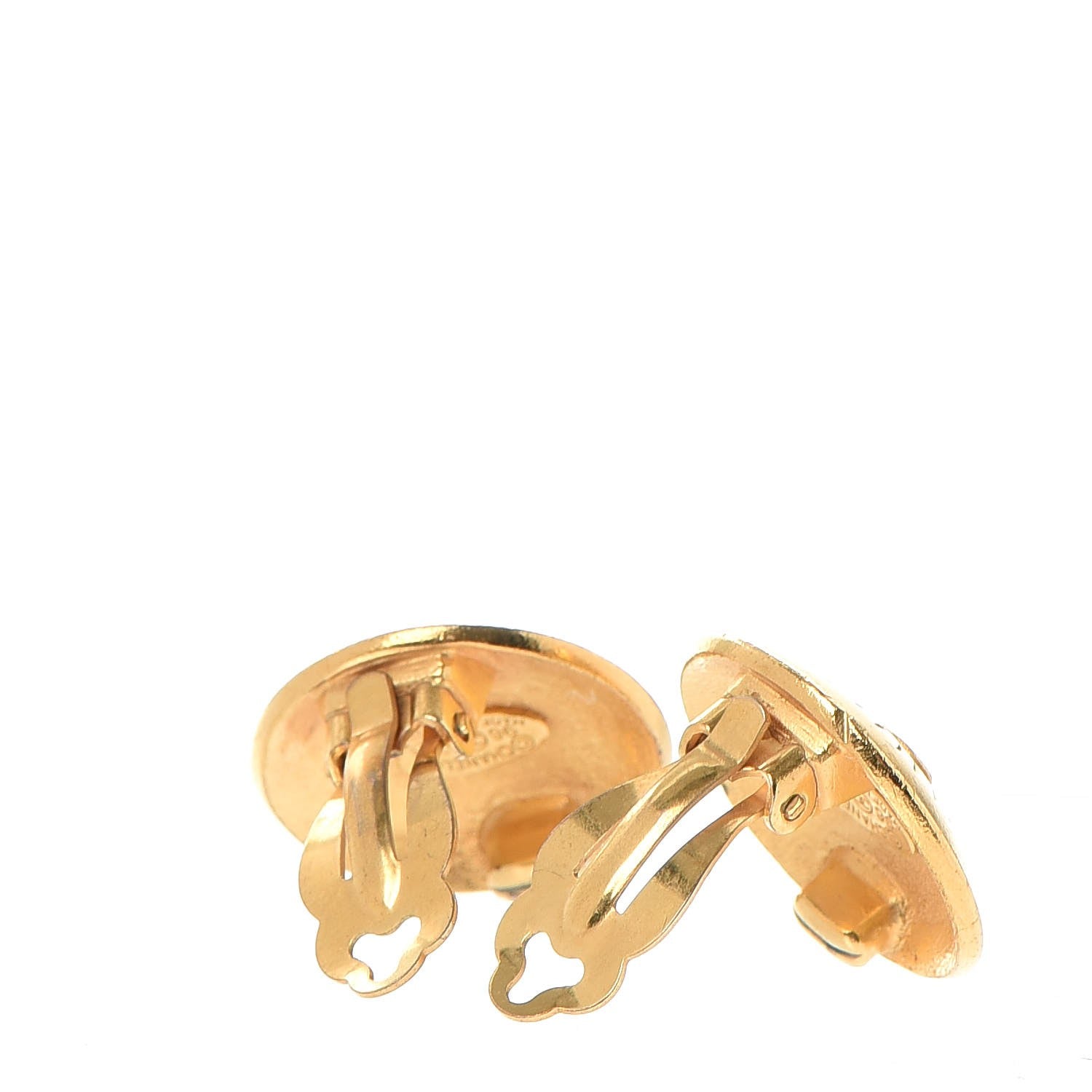 Chanel CC Button Clip On Earrings Gold 3 of 4