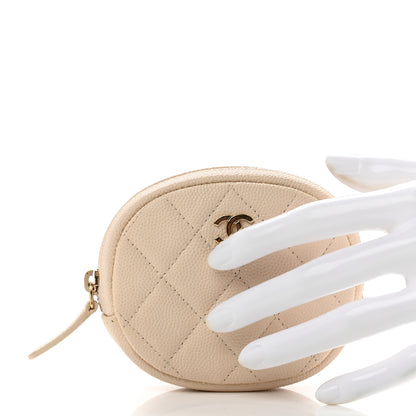 Chanel Caviar Quilted Zip Around Classic Coin Purse Light Beige 2 of 7