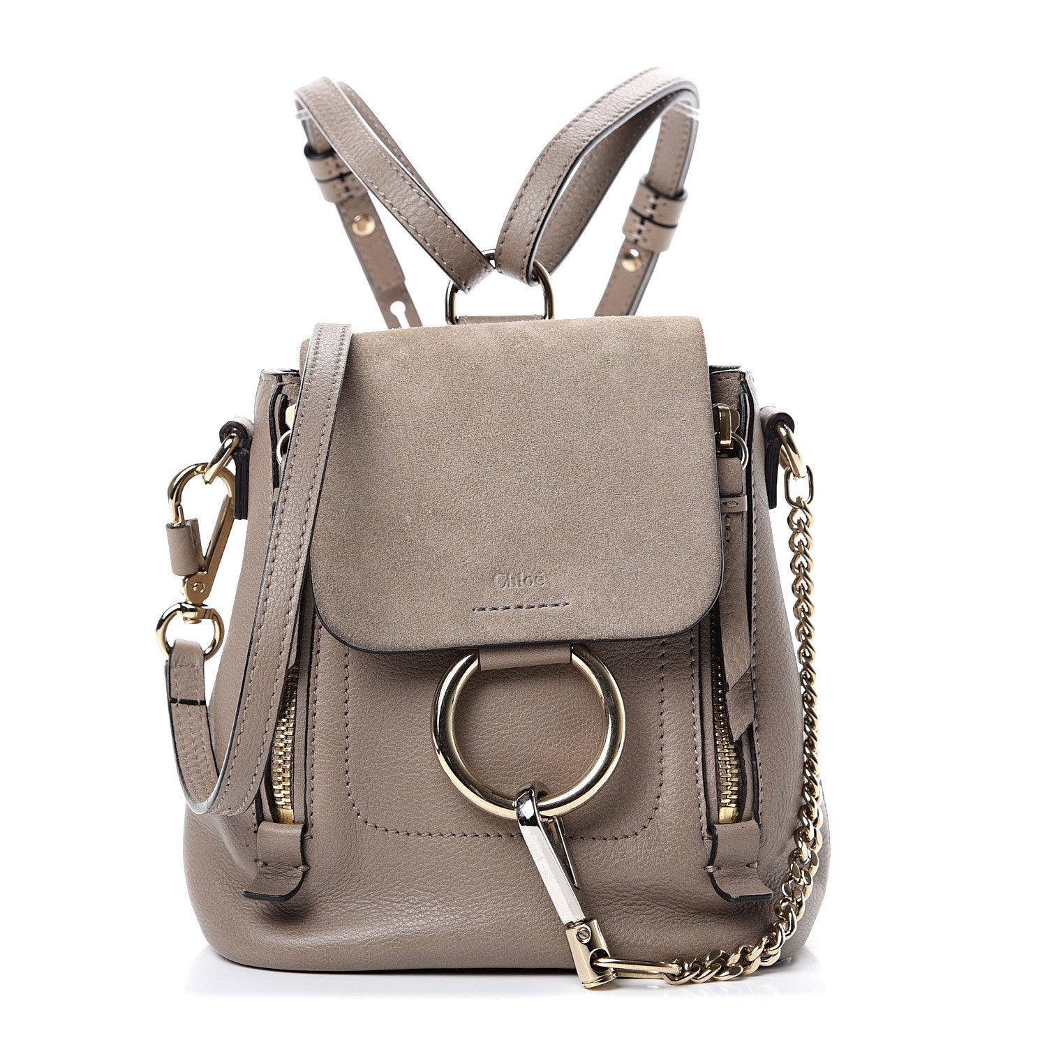 Chloe Suede Calfskin Mini Faye Backpack Motty Grey 1 of 10
