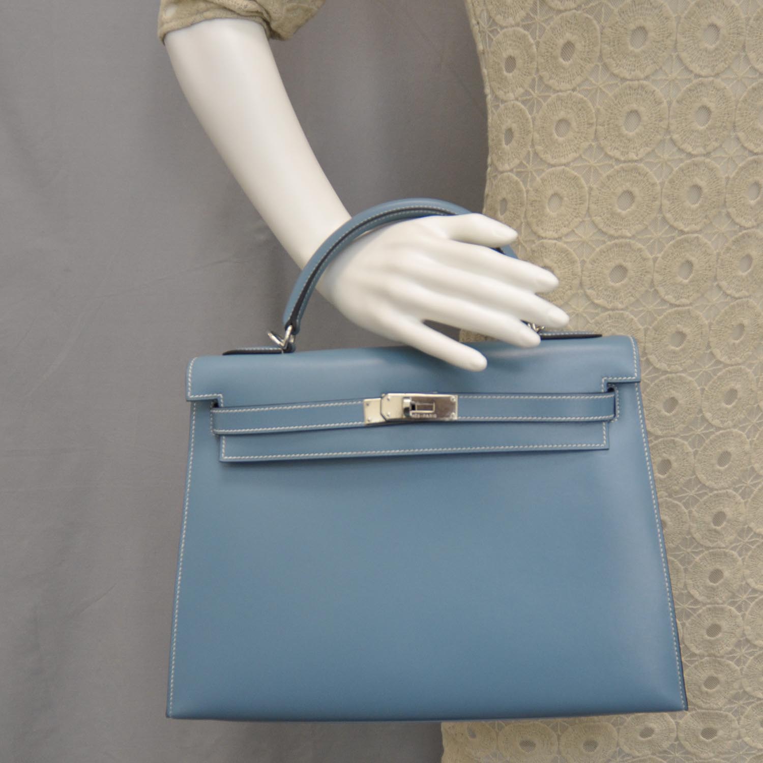 Hermes Box Kelly 32 Blue Jean 2 of 9