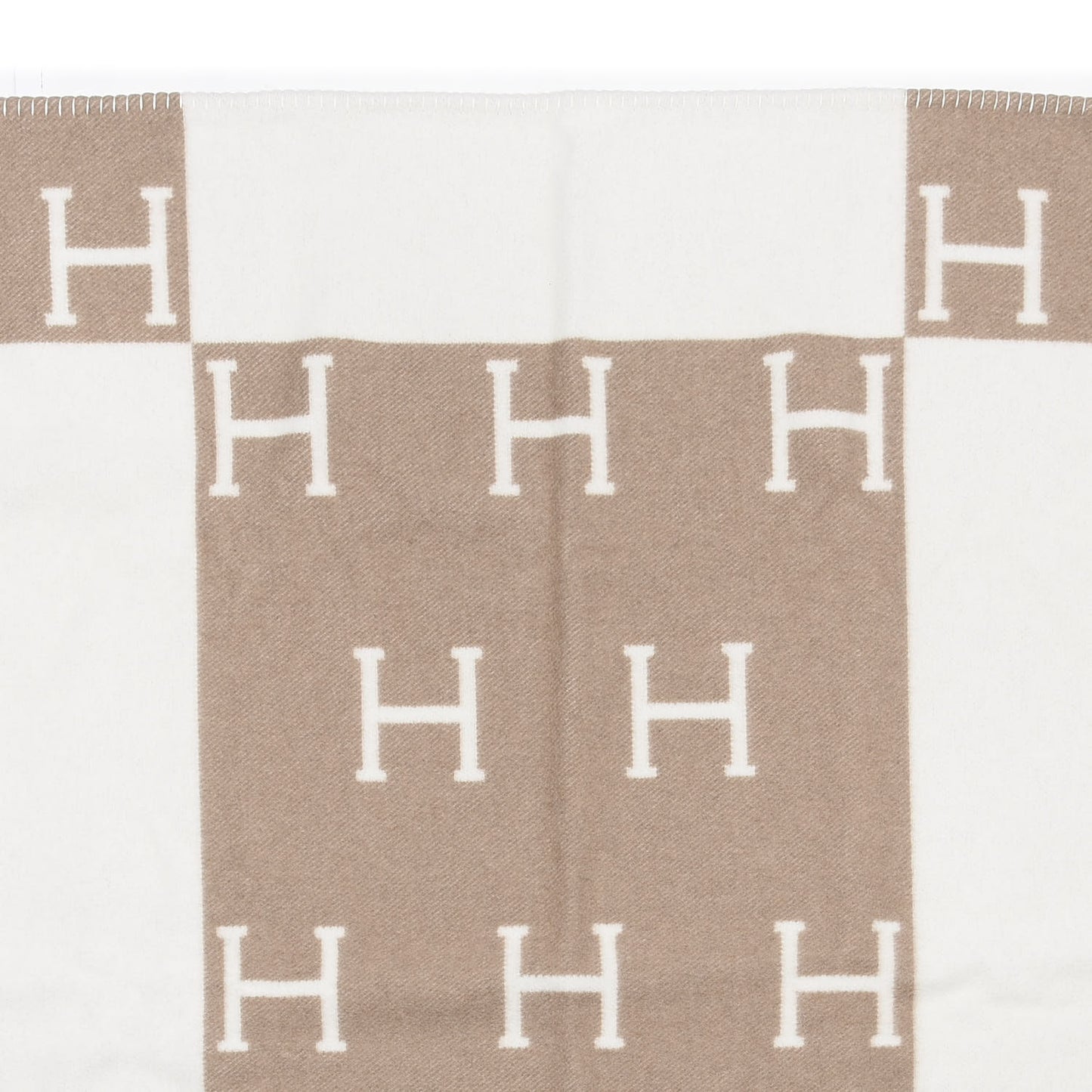 Wool Cashmere Avalon Baby Blanket Noisette Moyen White