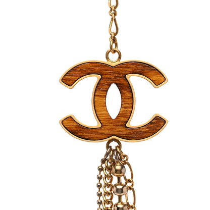 Chanel Metal Bead Wood CC Multi Strand Long Necklace Gold 4 of 6