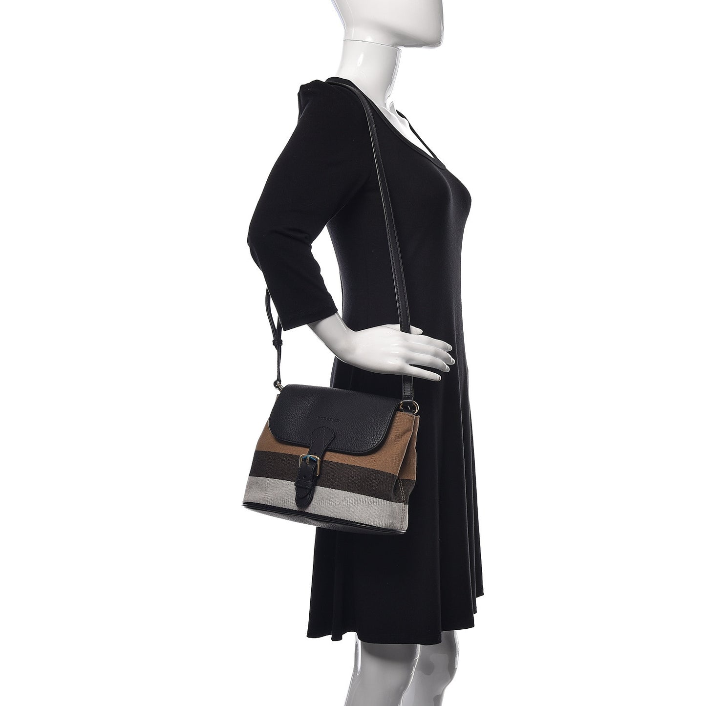 Mega Check Grainy Calfskin Small Gowan Messenger Bag Black