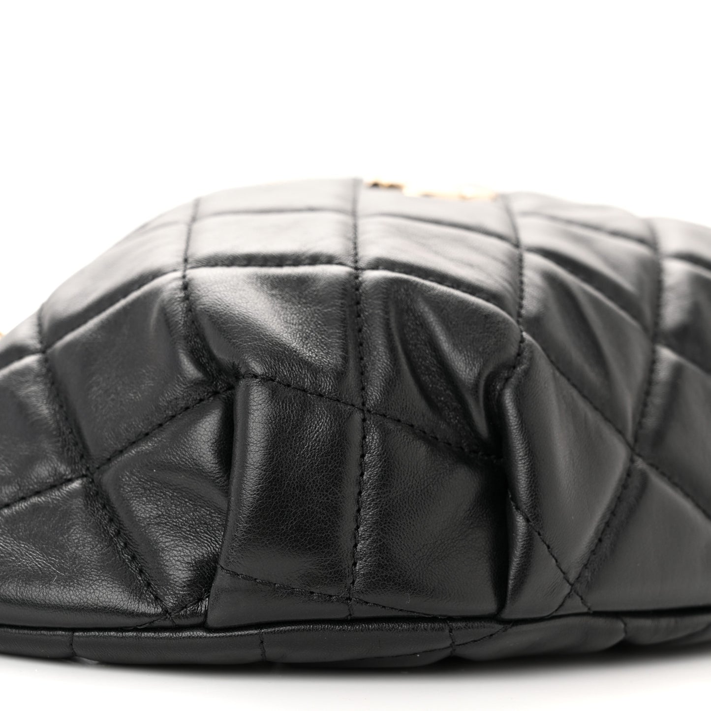 Lambskin Quilted Waist Bag Fanny Pack Black