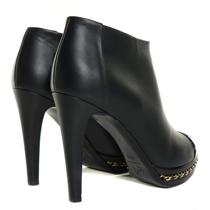 Chanel Lambskin Platform Chain Ankle Boots 36.5 Black 4 of 8