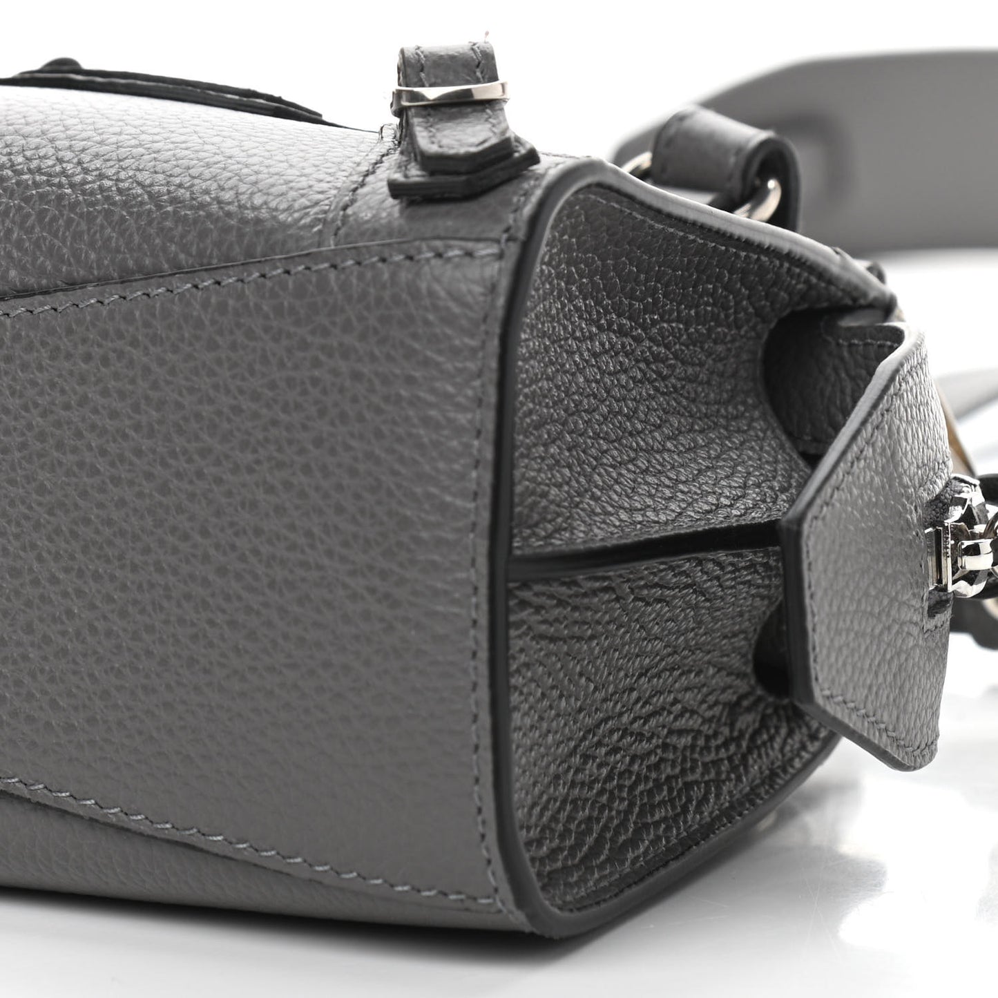 Grained Calfskin Neo Classic Silver Hardware Nano City Crossbody Dark Grey