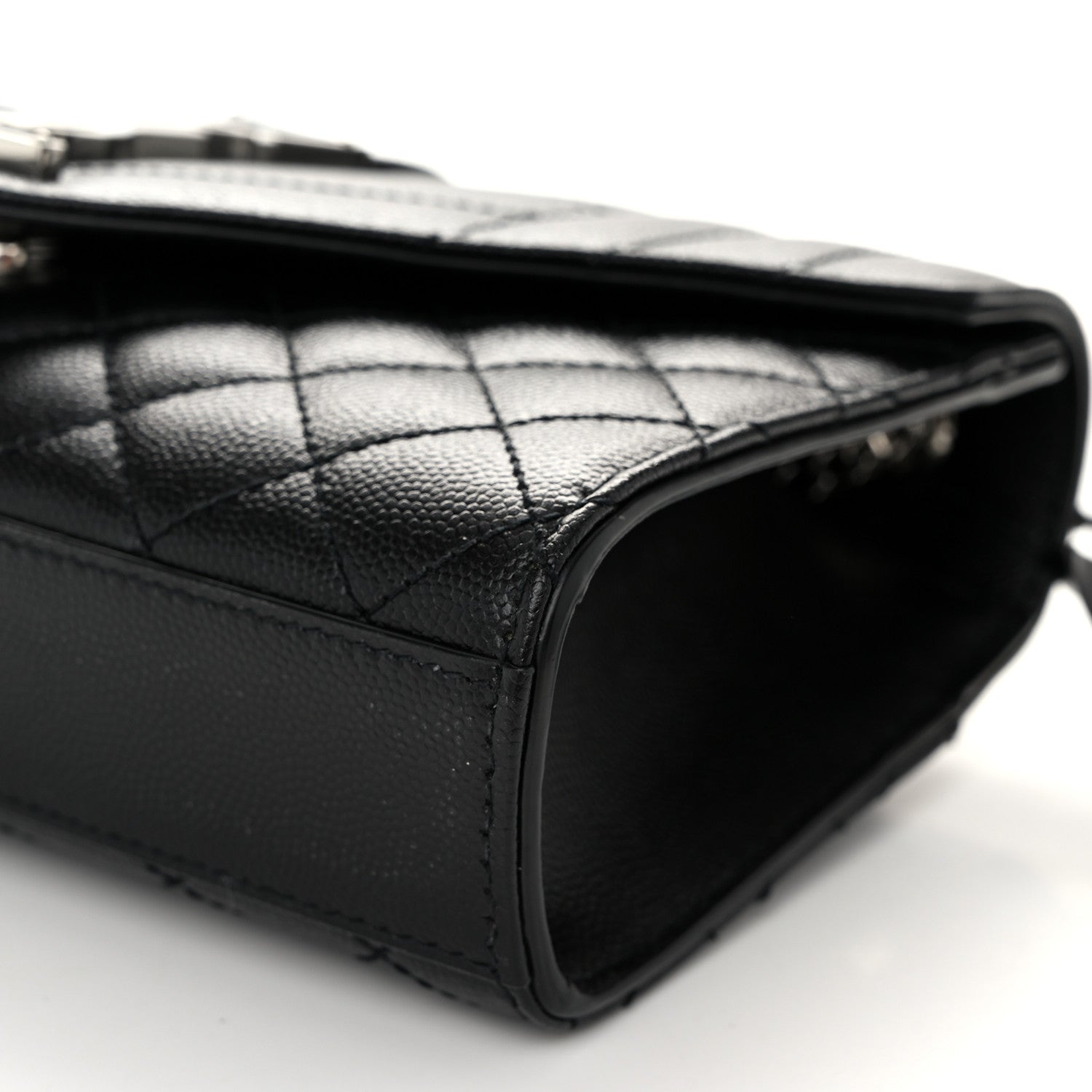 Saint Laurent Grain De Poudre Textured Mixed Matelasse Triquilt Small Monogram Satchel Black 8 of 8