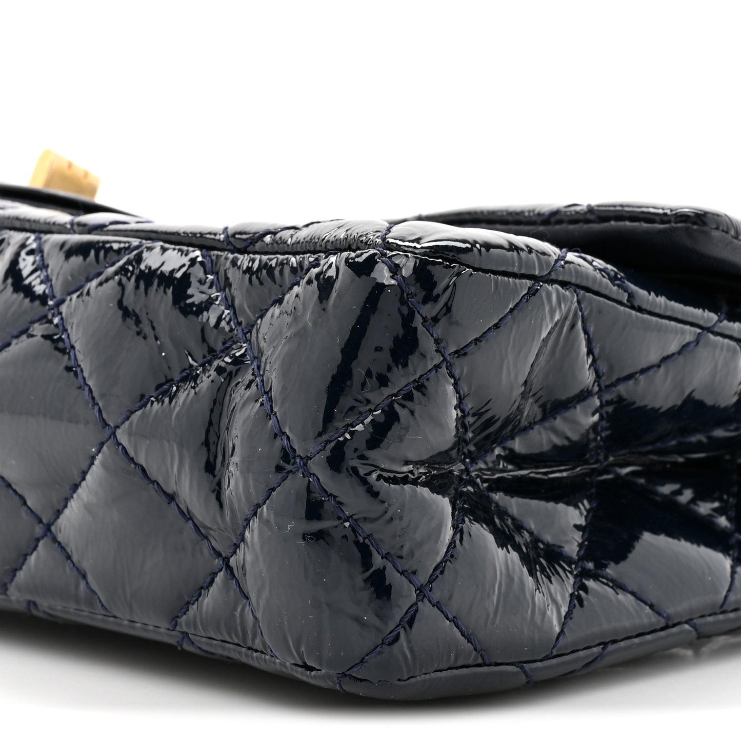 Distressed Patent Quilted 2.55 Reissue 226 Flap Blue