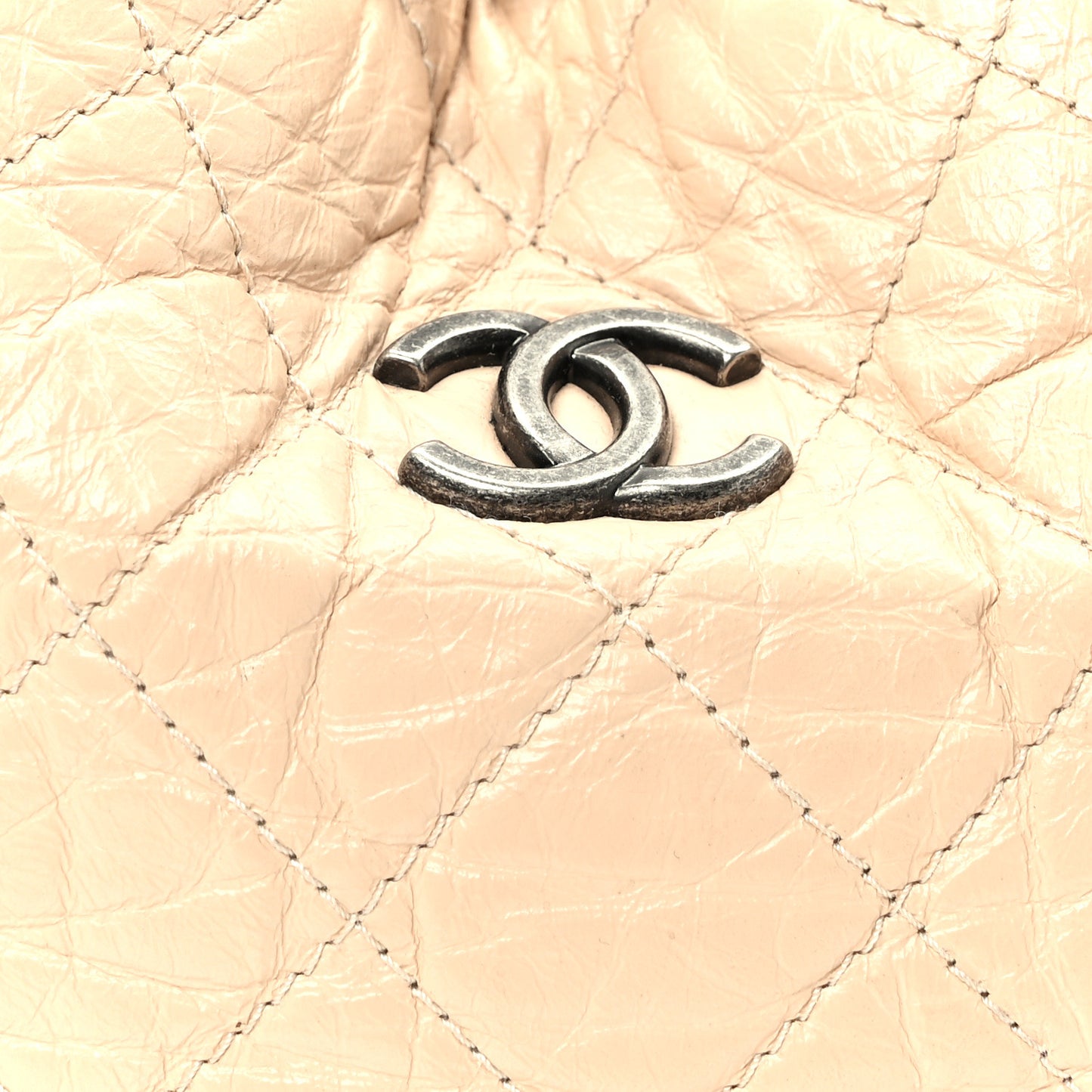 Aged Calfskin Quilted Small Gabrielle Backpack Beige Black