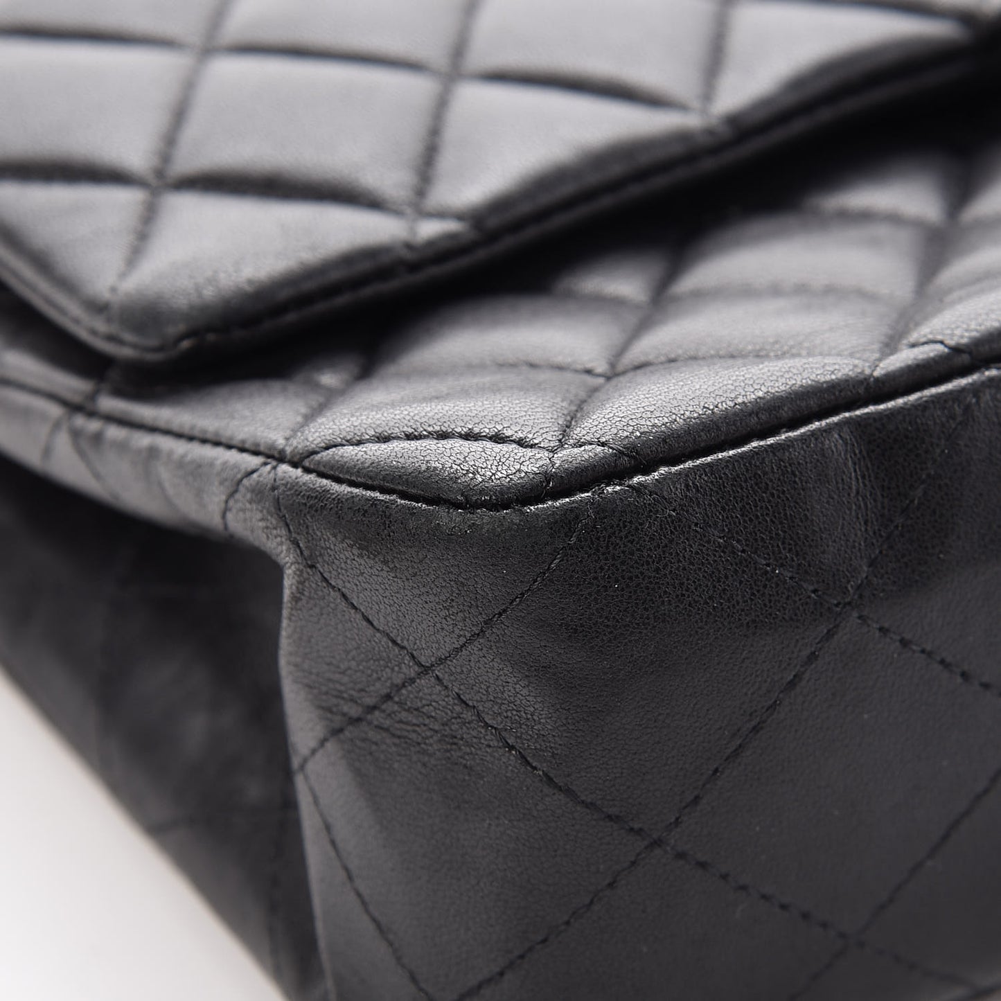 Lambskin Quilted Medium Double Flap Black
