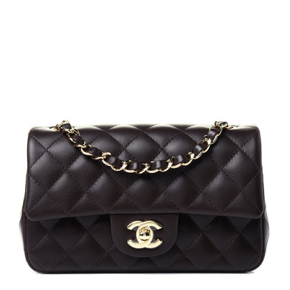 Chanel Lambskin Quilted Mini Rectangular Flap Dark Brown 1 of 4
