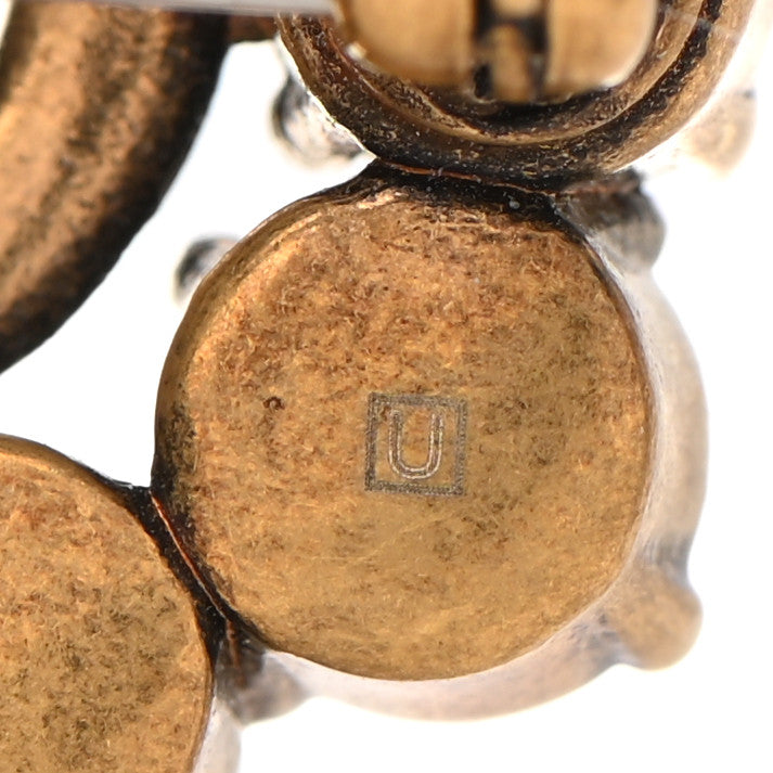 Metal Crystal Double G Brooch Aged Gold Red