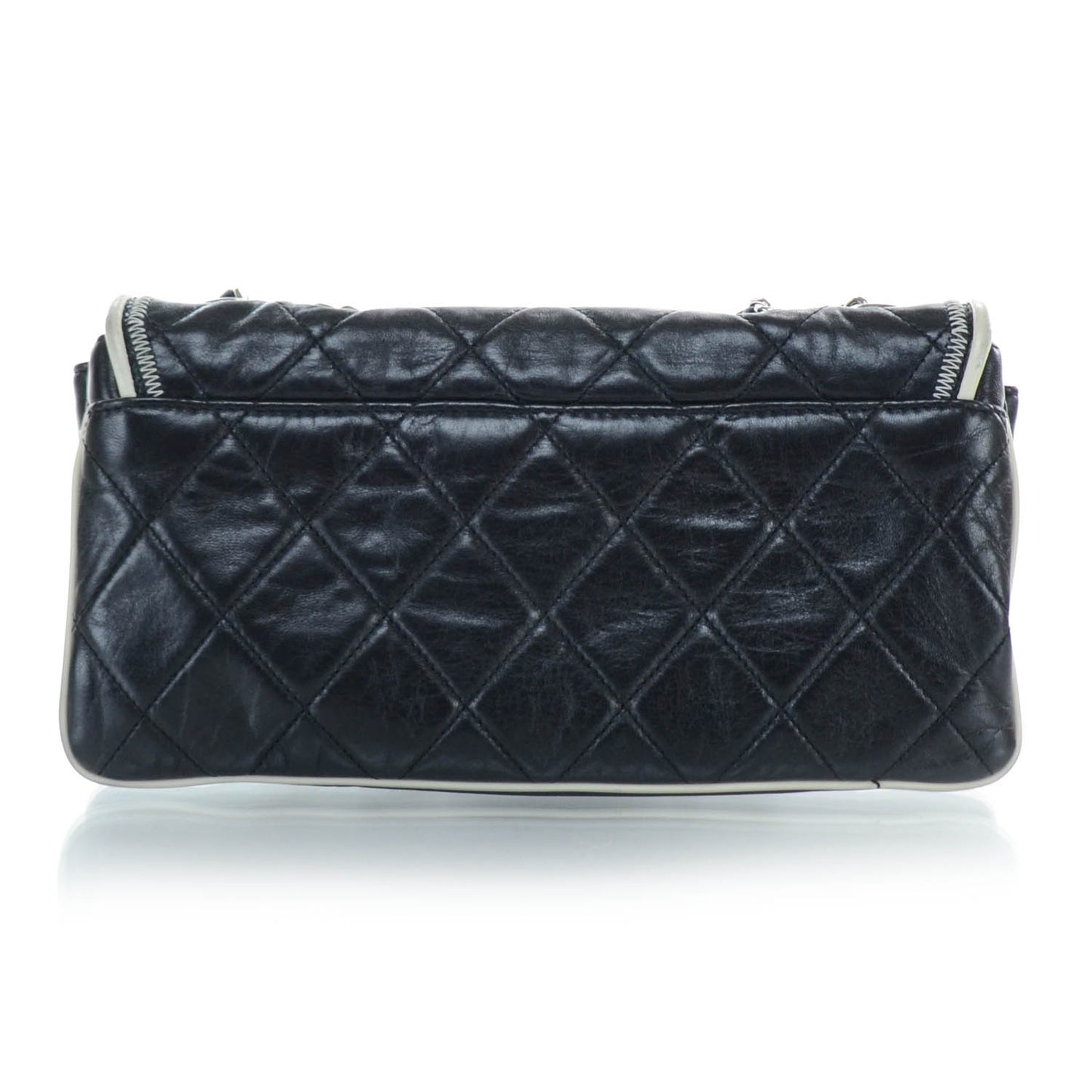 Lambskin Quilted East West Flap Navy