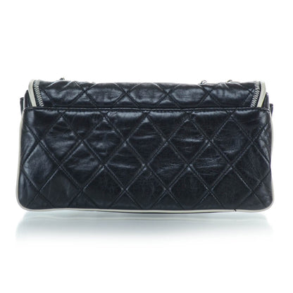 Chanel Lambskin Quilted East West Flap Navy 3 of 11