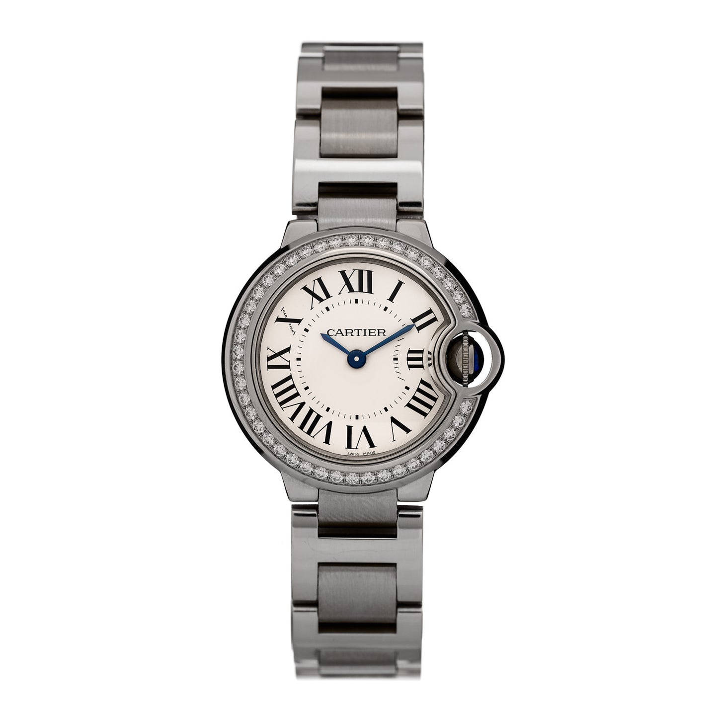 Stainless Steel Diamond Bezel 28mm Ballon Bleu De Cartier Quartz Watch