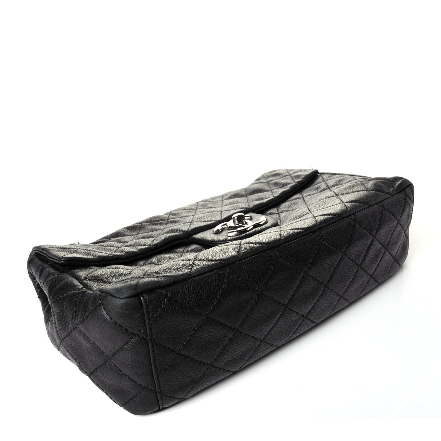 Washed Caviar Quilted Maxi Single Flap Black