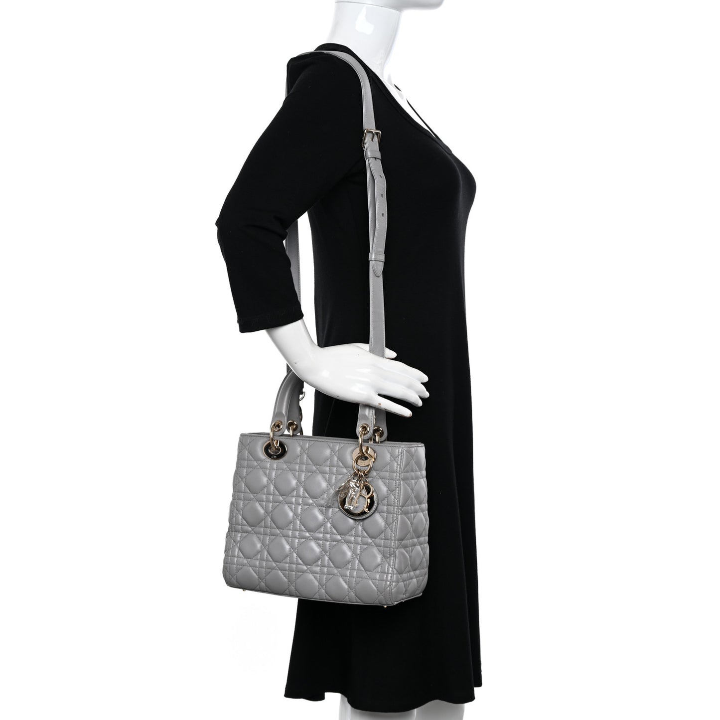 Lambskin Cannage Medium Lady Dior Grey