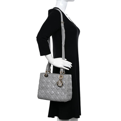 Christian Dior Lambskin Cannage Medium Lady Dior Grey 2 of 12