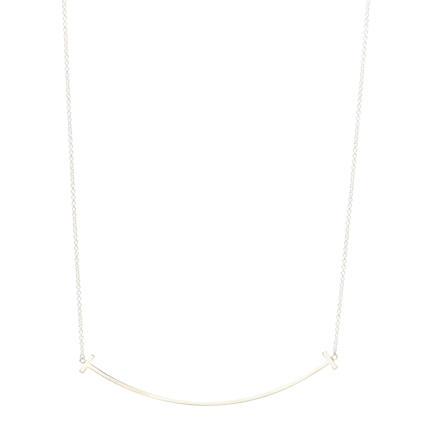 Sterling Silver Large T Smile Pendant Necklace