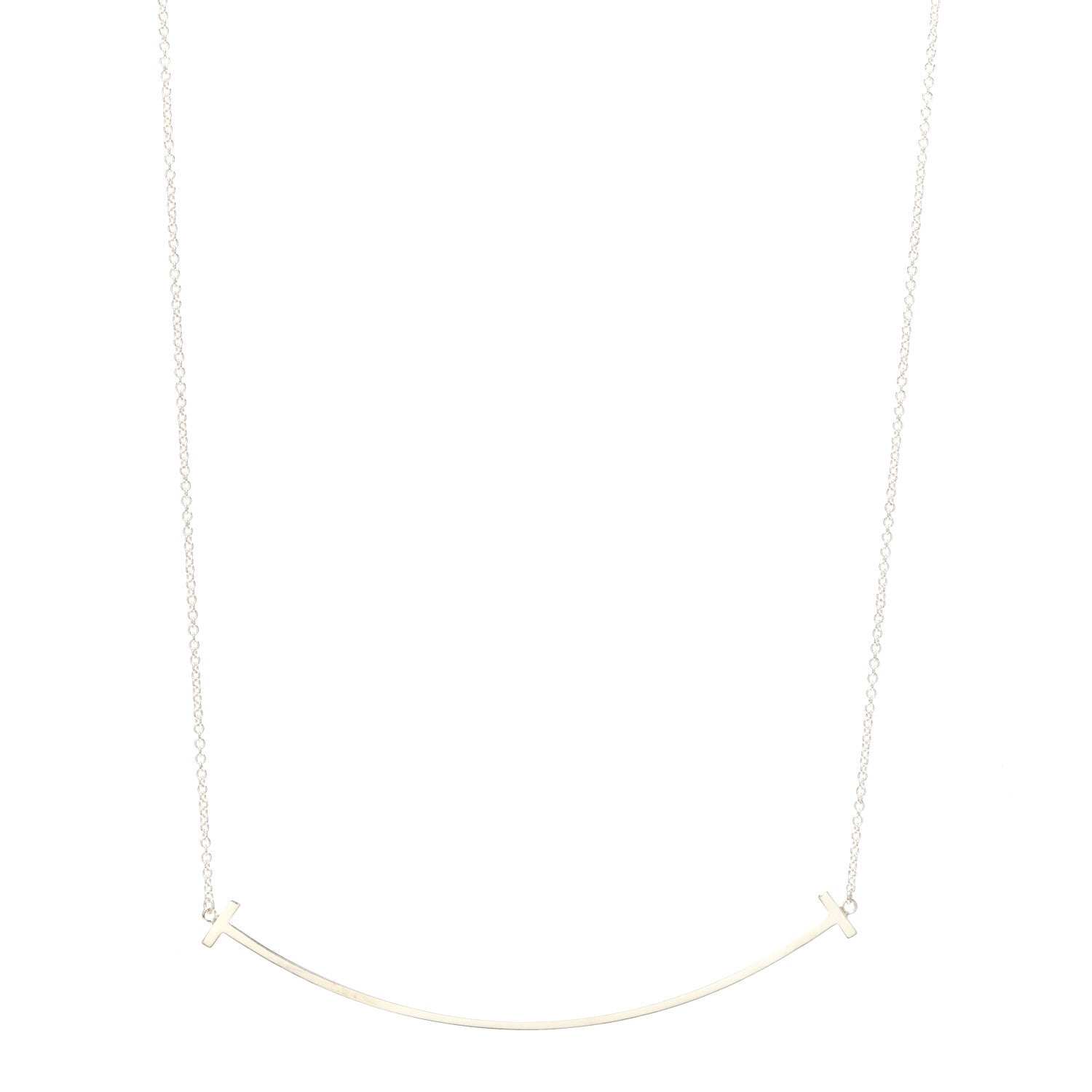Tiffany Sterling Silver Large T Smile Pendant Necklace 1 of 5