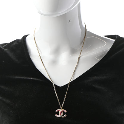 Chanel Enamel Pearl CC Necklace Gold Pink 2 of 5