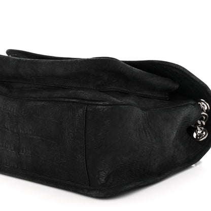 Saint Laurent Nubuck Crocodile Embossed Monogram Medium Niki Chain Satchel Black 9 of 10
