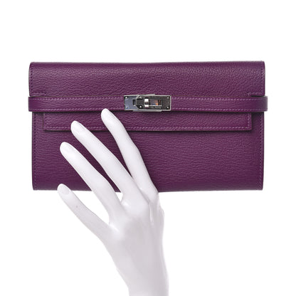 Hermes Chevre Mysore Kelly Longue Wallet Anemone 2 of 8