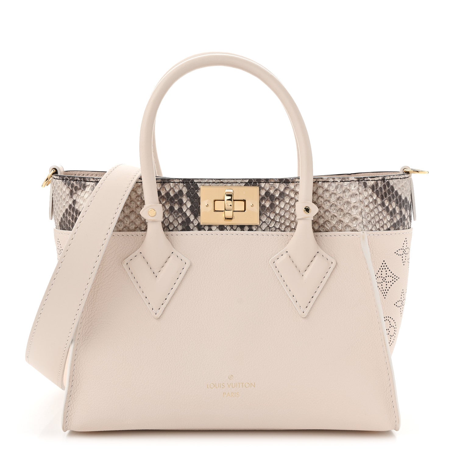 Louis Vuitton Calfskin Karung Snakeskin Mahina On My Side PM Quartz White 1 of 14