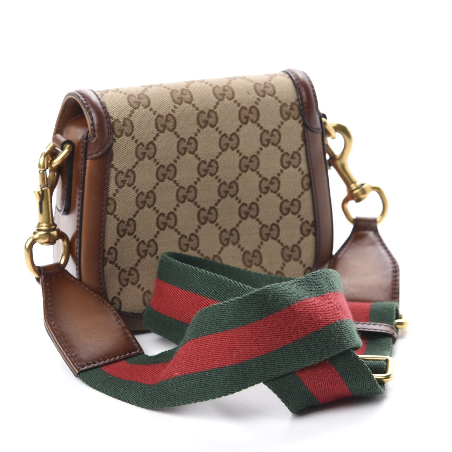 Monogram Small Lady Web Shoulder Bag Beige Cuir