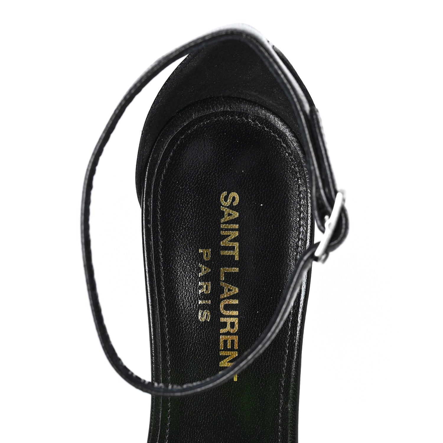 Saint Laurent Lambskin Ankle Strap Sandals 37 Black 7 of 8