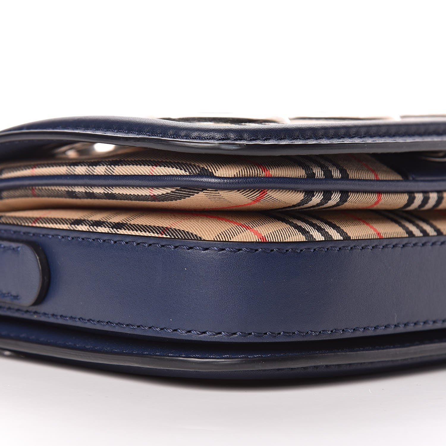 Burberry Smooth Calfskin 1983 Knight Check Grommet Chain Shoulder Bag Ink Blue 8 of 9