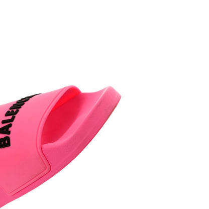 Balenciaga Rubber Womens Logo Pool Slide Sandals 39 Fluo Pink Black 9 of 10