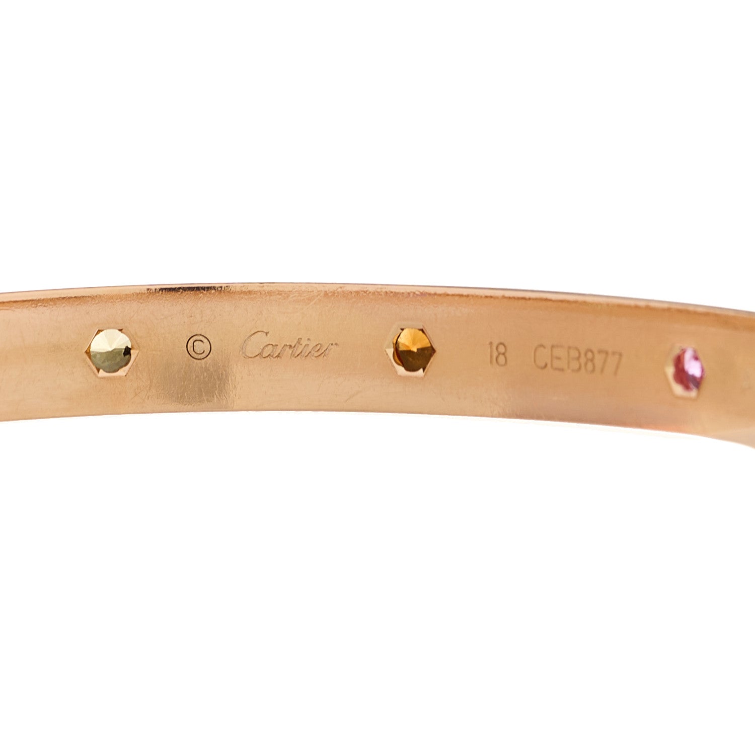 Cartier 18K Pink Gold Sapphire Garnet Amethyst LOVE Bracelet 18 4 of 9