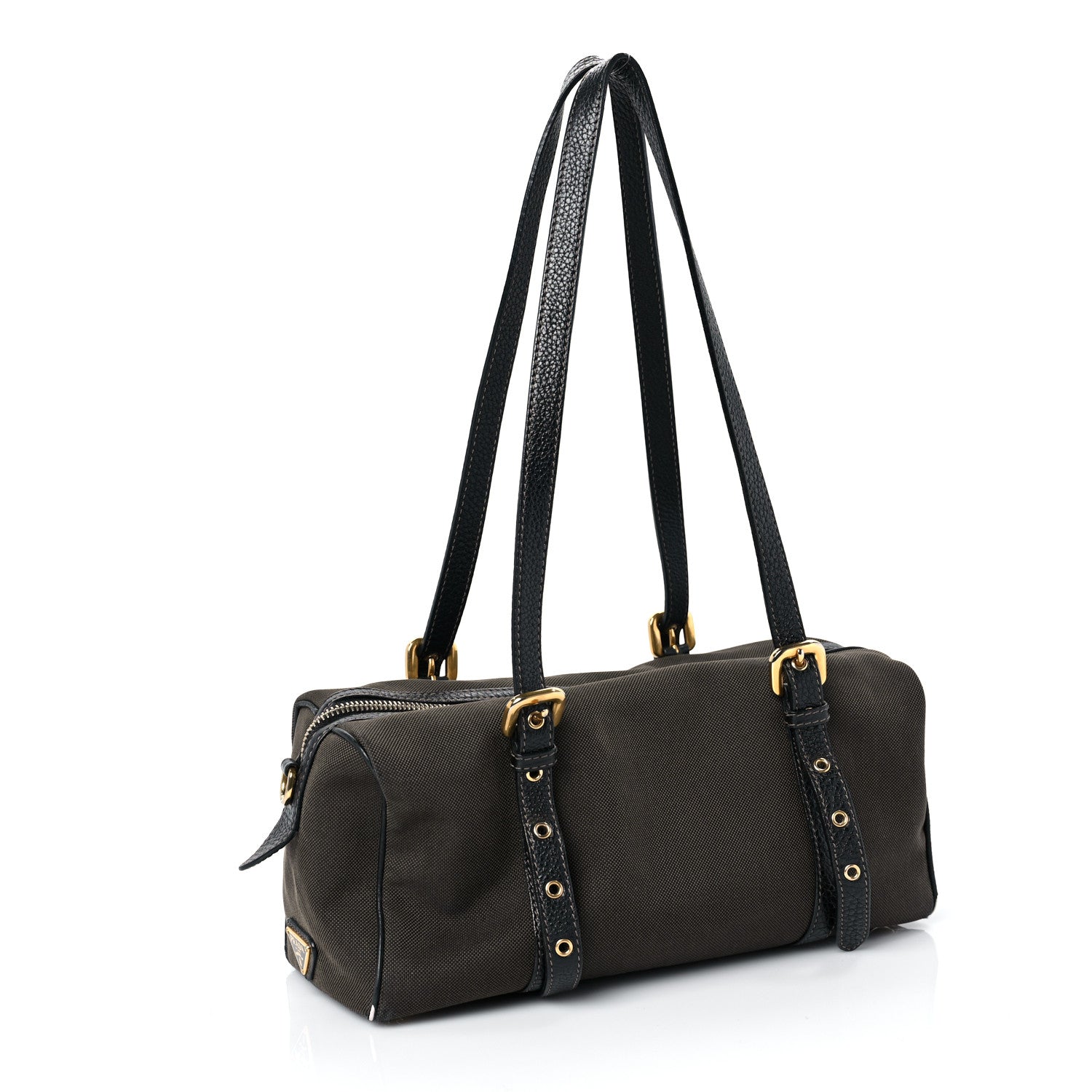Prada Jacquard Logo Shoulder Bag Moro Black 2 of 7