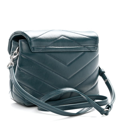 Saint Laurent Calfskin Y Quilted Monogram Toy Loulou Satchel Dark Green 3 of 11