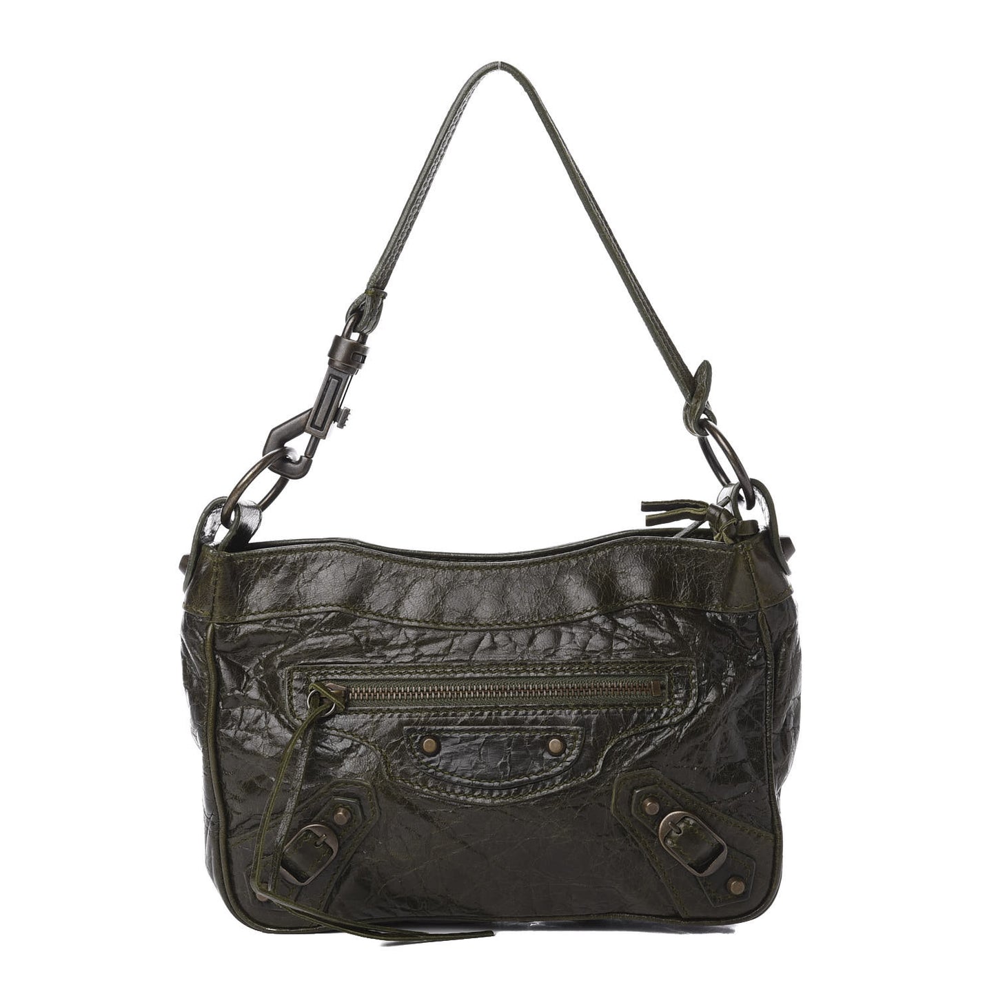 Chevre Classic Hardware Shoulder Bag Olive