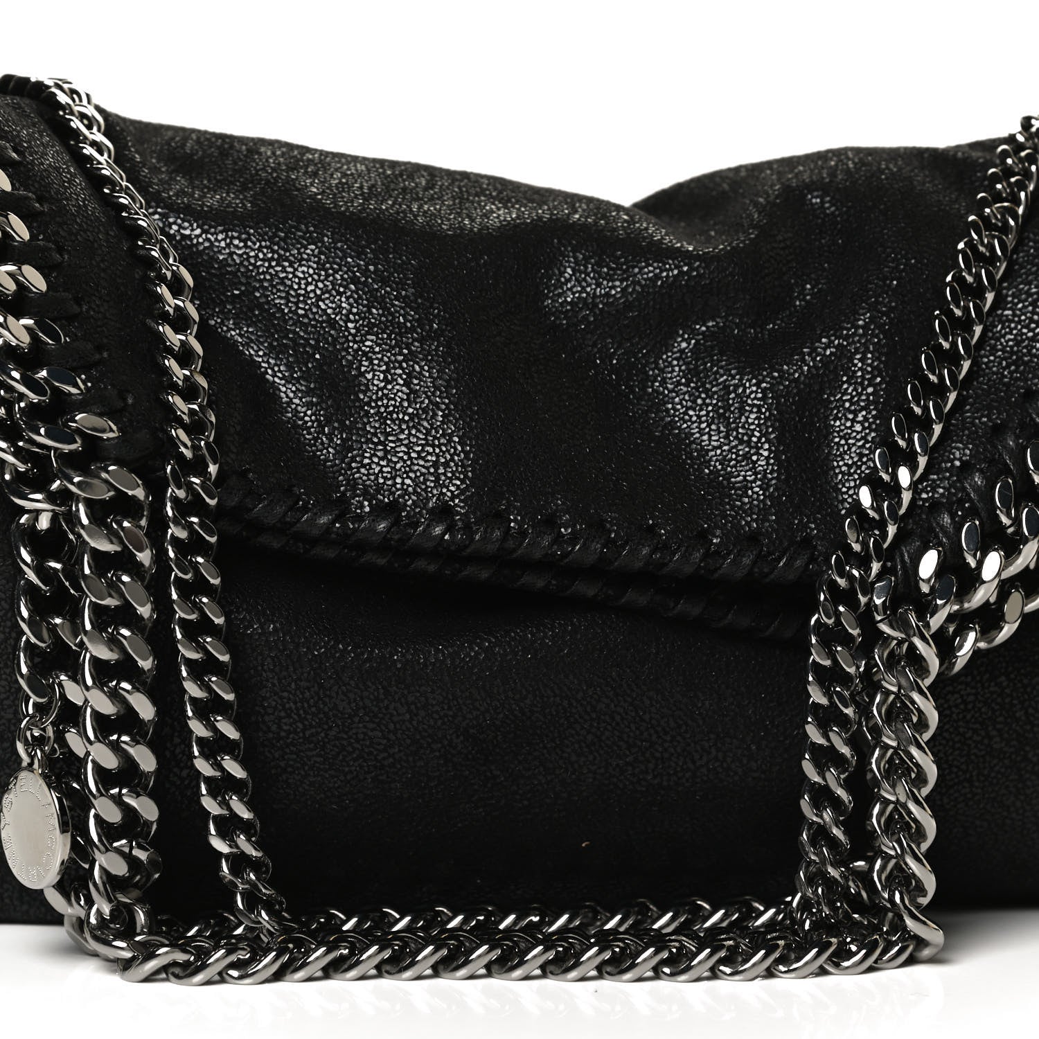 Stella McCartney Shaggy Deer Mini Falabella Fold Over Tote Black 6 of 10