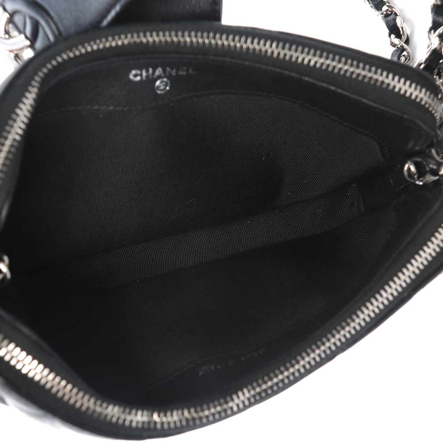 Lambskin Quilted CC Box Clutch With Chain Black